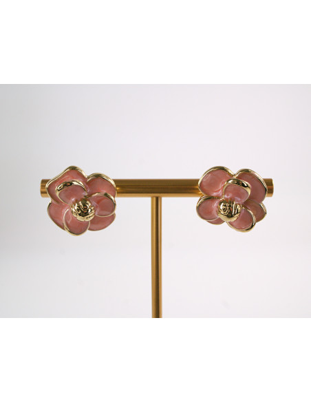 Kolczyki RÓŻOWE KWIATY  KWIATKI STAL CHIRURGICZNA  LOLITA AKCESORIA 1,7 cm