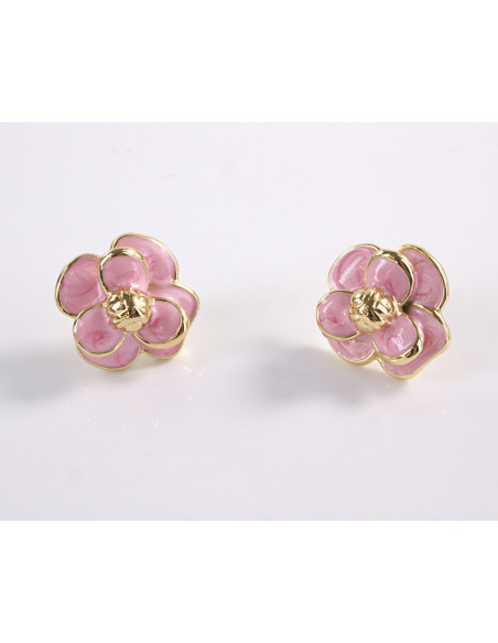 Kolczyki RÓŻOWE KWIATY  KWIATKI STAL CHIRURGICZNA  LOLITA AKCESORIA 1,7 cm