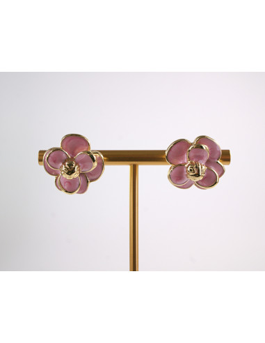 Kolczyki RÓŻOWE KWIATY  KWIATKI STAL...