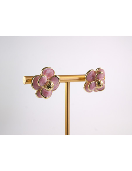 Kolczyki RÓŻOWE KWIATY  KWIATKI STAL CHIRURGICZNA  LOLITA AKCESORIA 1,7 cm
