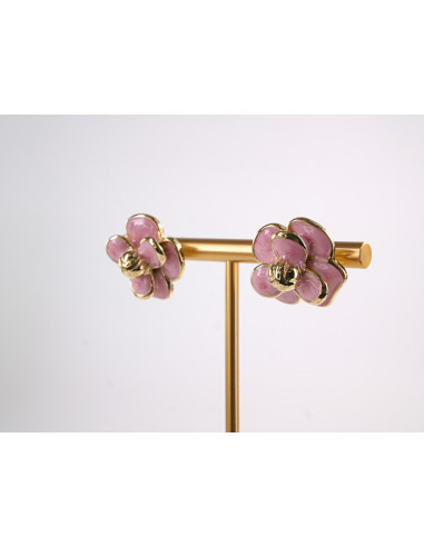 Kolczyki RÓŻOWE KWIATY  KWIATKI STAL...