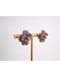 Kolczyki FIOLETOWE KWIATY  KWIATKI STAL CHIRURGICZNA... 2