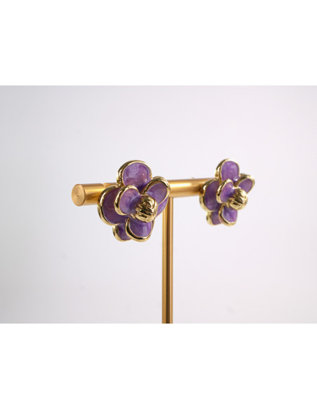 Kolczyki FIOLETOWE KWIATY  KWIATKI STAL CHIRURGICZNA  LOLITA AKCESORIA 1,7 cm