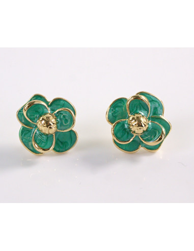 Kolczyki ZIELONE KWIATY  KWIATKI STAL...