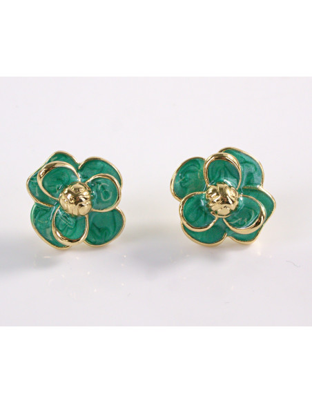 Kolczyki ZIELONE KWIATY  KWIATKI STAL CHIRURGICZNA  LOLITA AKCESORIA 1,7 cm