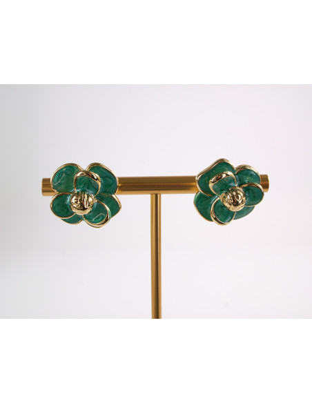 Kolczyki ZIELONE KWIATY  KWIATKI STAL CHIRURGICZNA  LOLITA AKCESORIA 1,7 cm