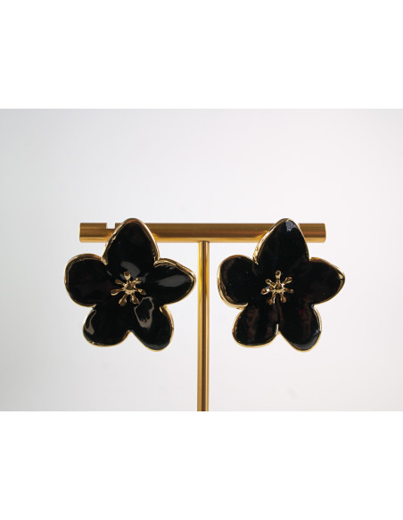 Kolczyki CZARNE KWIATY  KWIATKI STAL CHIRURGICZNA  LOLITA AKCESORIA 3 cm