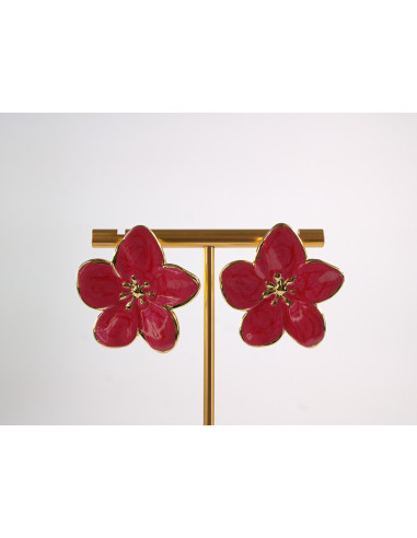 Kolczyki CZERWONE  KWIATY  KWIATKI STAL...