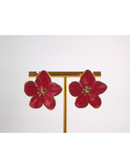 Kolczyki CZERWONE  KWIATY  KWIATKI STAL CHIRURGICZNA  LOLITA AKCESORIA 3 cm