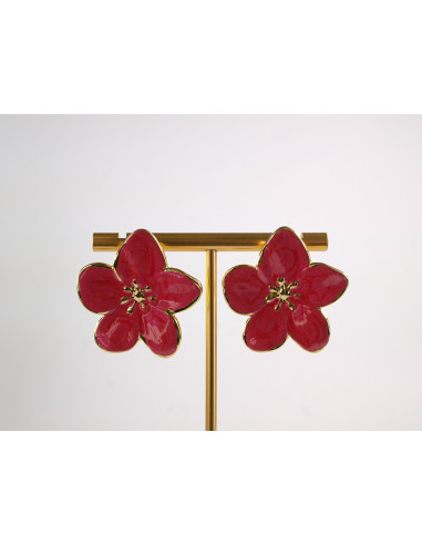 Kolczyki CZERWONE  KWIATY  KWIATKI STAL...