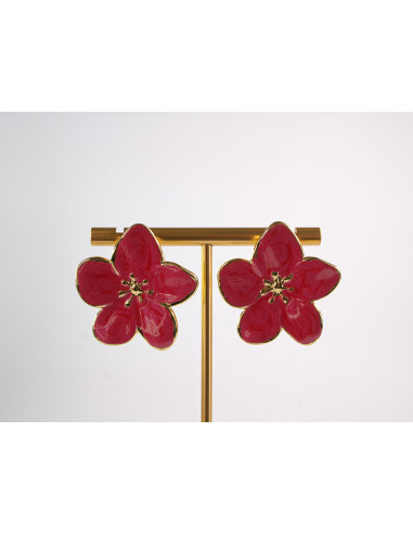 Kolczyki CZERWONE  KWIATY  KWIATKI STAL...