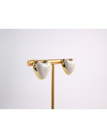 Kolczyki SERCE SERCA BIAŁY ECRU STAL CHIRURGICZNA  LOLITA AKCESORIA