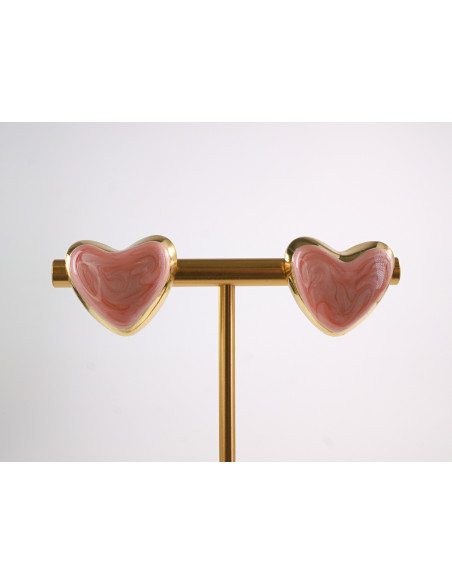 Kolczyki SERCE SERCA ŁOSOSIOWY STAL CHIRURGICZNA  LOLITA AKCESORIA