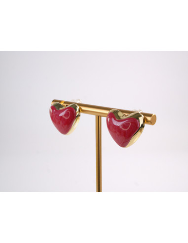 Kolczyki SERCE SERCA CZERWONY STAL CHIRURGICZNA...