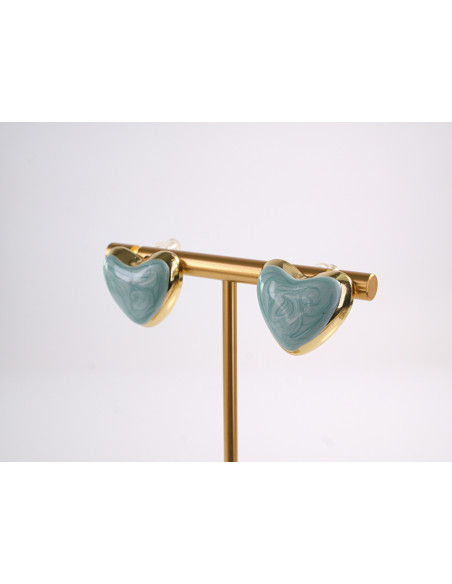 Kolczyki SERCE SERCA  STAL CHIRURGICZNA  LOLITA AKCESORIA TURKUSOWY