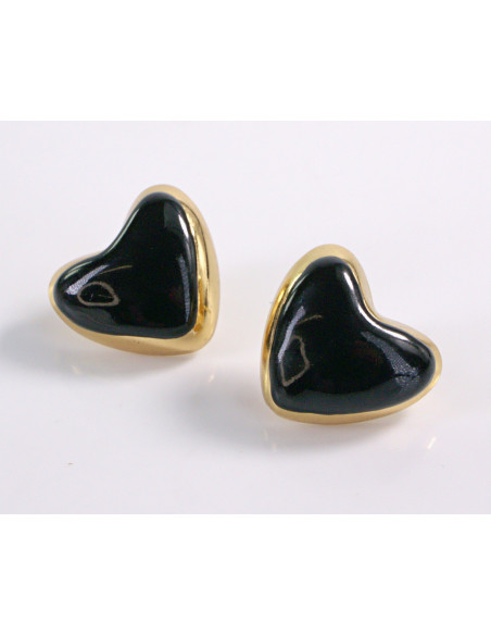 Kolczyki SERCE SERCA CZARNE STAL CHIRURGICZNA  LOLITA AKCESORIA CZARNY