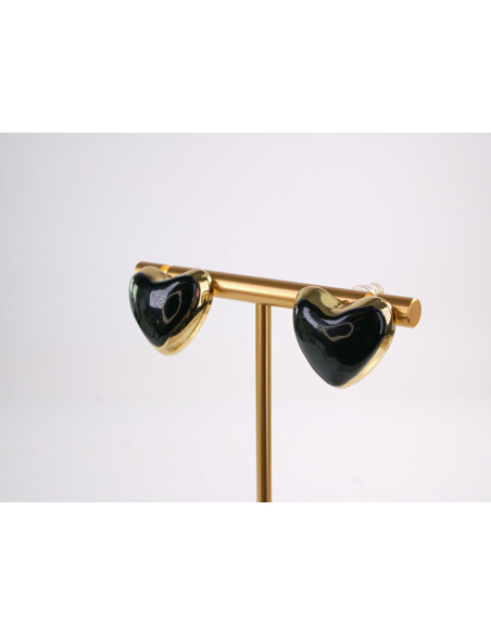 Kolczyki SERCE SERCA CZARNE STAL CHIRURGICZNA  LOLITA AKCESORIA CZARNY