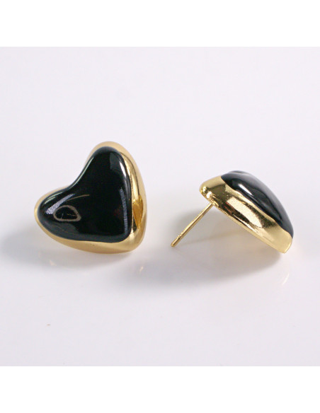 Kolczyki SERCE SERCA CZARNE STAL CHIRURGICZNA  LOLITA AKCESORIA CZARNY