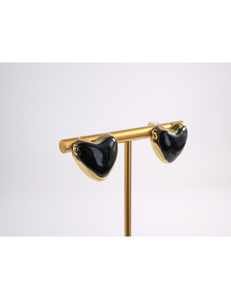 Kolczyki SERCE SERCA CZARNE STAL CHIRURGICZNA  LOLITA AKCESORIA CZARNY