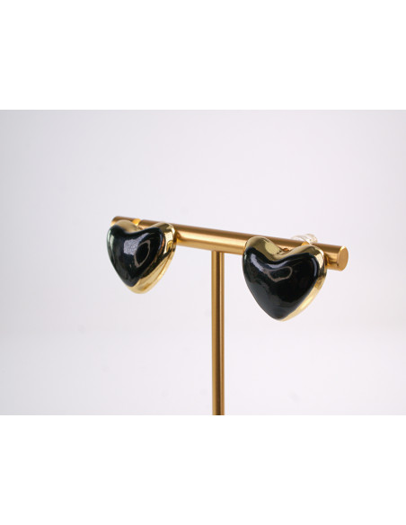 Kolczyki SERCE SERCA CZARNE STAL CHIRURGICZNA  LOLITA AKCESORIA CZARNY