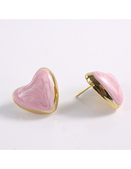 Kolczyki SERCE SERCA STAL CHIRURGICZNA  LOLITA AKCESORIA RÓŻOWY