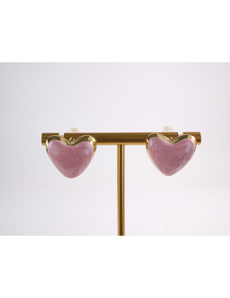 Kolczyki SERCE SERCA STAL CHIRURGICZNA  LOLITA AKCESORIA RÓŻOWY