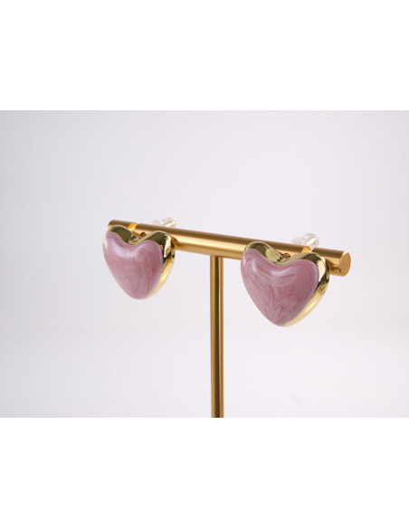 Kolczyki SERCE SERCA STAL CHIRURGICZNA  LOLITA AKCESORIA RÓŻOWY