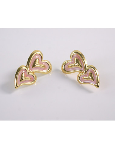Kolczyki PODWÓJNE SERCE SERCA SERDUSZKO STAL...