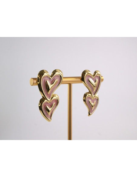 Kolczyki PODWÓJNE SERCE SERCA SERDUSZKO STAL CHIRURGICZNA  LOLITA AKCESORIA