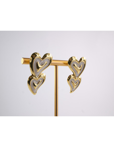 Kolczyki PODWÓJNE SERCE SERCA SERDUSZKO STAL CHIRURGICZNA  LOLITA AKCESORIA