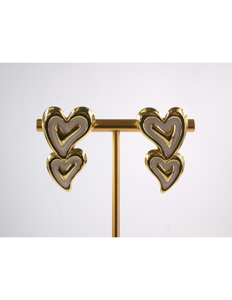 Kolczyki PODWÓJNE SERCE SERCA SERDUSZKO STAL CHIRURGICZNA  LOLITA AKCESORIA