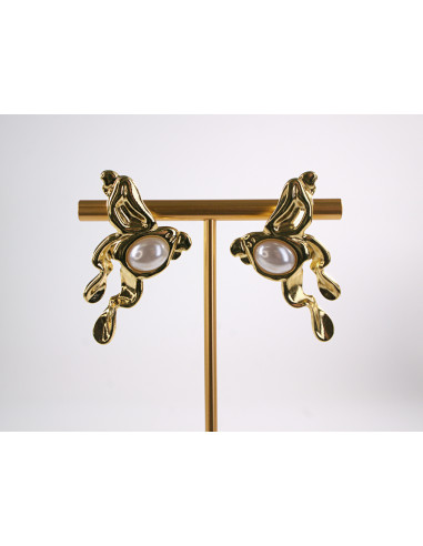 Kolczyki ZŁOTE ASYMETRYCZNE ZAWIJASY  STAL...