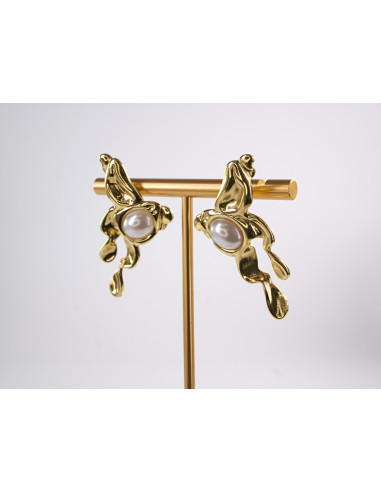 Kolczyki ZŁOTE ASYMETRYCZNE ZAWIJASY  STAL...