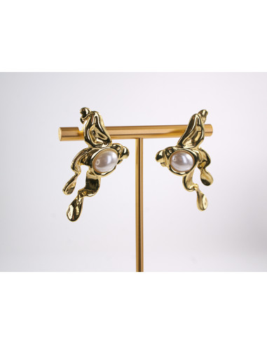 Kolczyki ZŁOTE ASYMETRYCZNE ZAWIJASY  STAL...