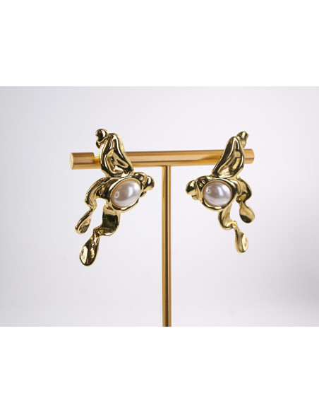 Kolczyki ZŁOTE ASYMETRYCZNE ZAWIJASY  STAL CHIRURGICZNA  LOLITA AKCESORIA