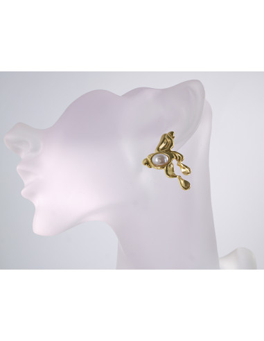 Kolczyki ZŁOTE ASYMETRYCZNE ZAWIJASY  STAL...