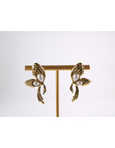 Kolczyki ZŁOTE ASYMETRYCZNE SKRZYDŁA  STAL CHIRURGICZNA...