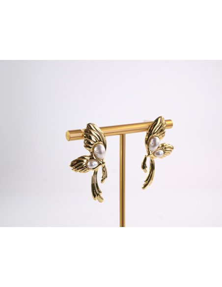 Kolczyki ZŁOTE ASYMETRYCZNE SKRZYDŁA  STAL CHIRURGICZNA  LOLITA AKCESORIA