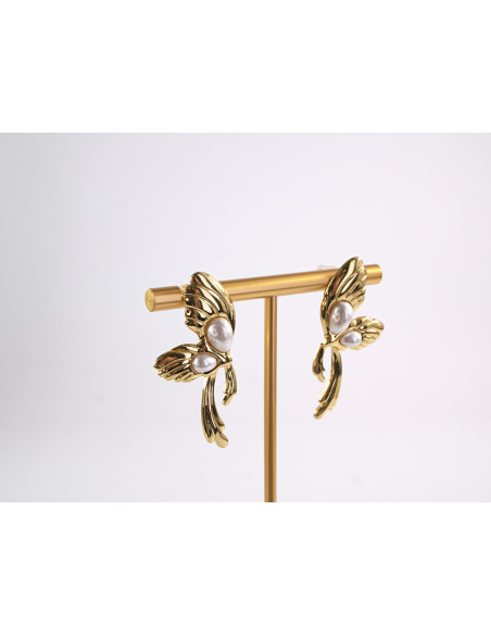 Kolczyki ZŁOTE ASYMETRYCZNE SKRZYDŁA  STAL CHIRURGICZNA  LOLITA AKCESORIA