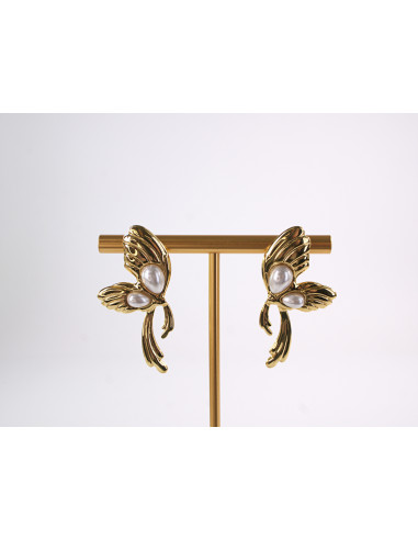 Kolczyki ZŁOTE ASYMETRYCZNE SKRZYDŁA  STAL...