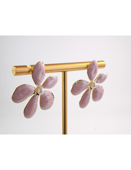 Kolczyki RÓŻOWE KWIATY  KWIATKI STAL CHIRURGICZNA  LOLITA AKCESORIA