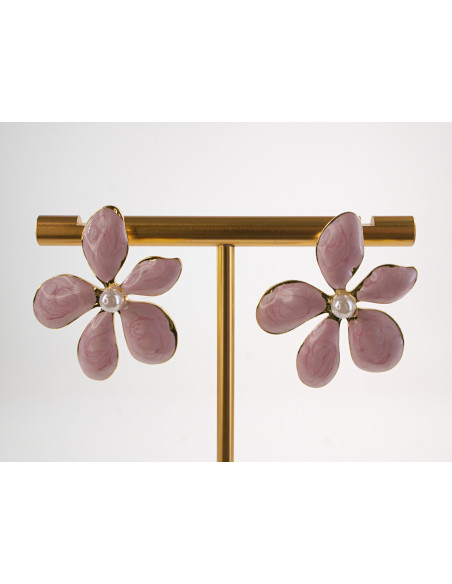 Kolczyki RÓŻOWE KWIATY  KWIATKI STAL CHIRURGICZNA  LOLITA AKCESORIA