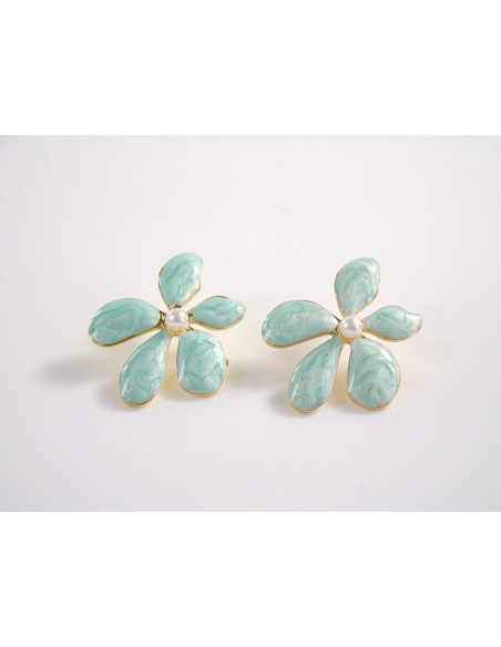 Kolczyki TURKUSOWE KWIATY  KWIATKI STAL CHIRURGICZNA  LOLITA AKCESORIA
