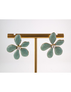 Kolczyki TURKUSOWE KWIATY  KWIATKI STAL CHIRURGICZNA... 2