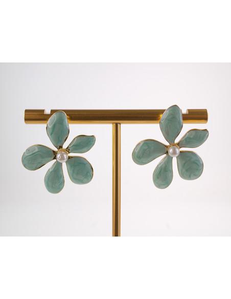 Kolczyki TURKUSOWE KWIATY  KWIATKI STAL CHIRURGICZNA  LOLITA AKCESORIA