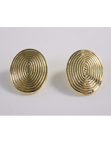 Kolczyki ZŁOTE BLASZKI TŁOCZONA ELIPSA STAL...