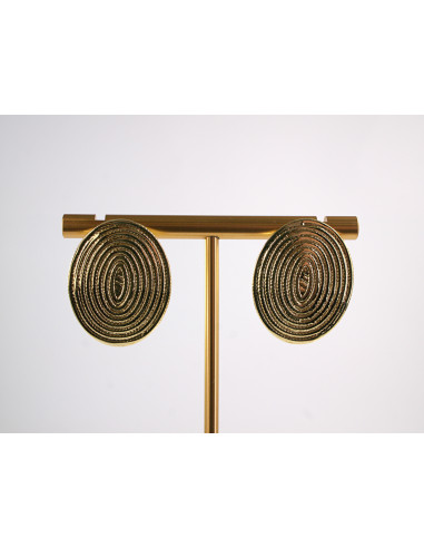 Kolczyki ZŁOTE BLASZKI TŁOCZONA ELIPSA STAL...