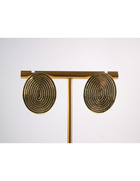 Kolczyki ZŁOTE BLASZKI TŁOCZONA ELIPSA STAL CHIRURGICZNA  LOLITA AKCESORIA