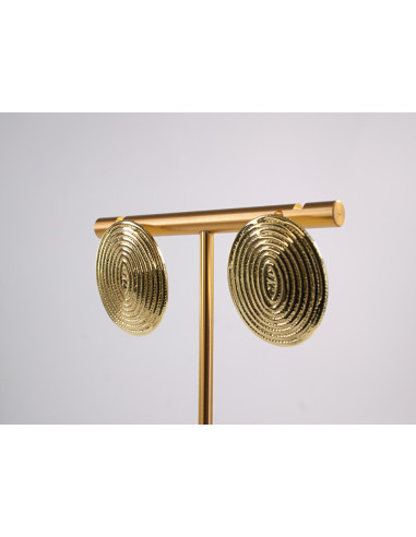 Kolczyki ZŁOTE BLASZKI TŁOCZONA ELIPSA STAL...