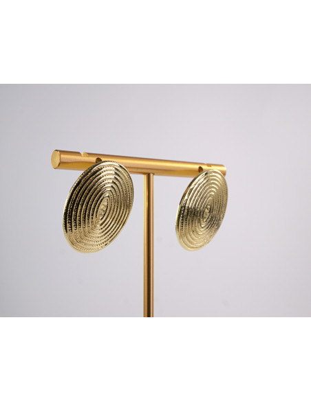 Kolczyki ZŁOTE BLASZKI TŁOCZONA ELIPSA STAL CHIRURGICZNA  LOLITA AKCESORIA